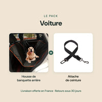 Pack Voiture : housse de banquette arrière et attache de ceinture noire
