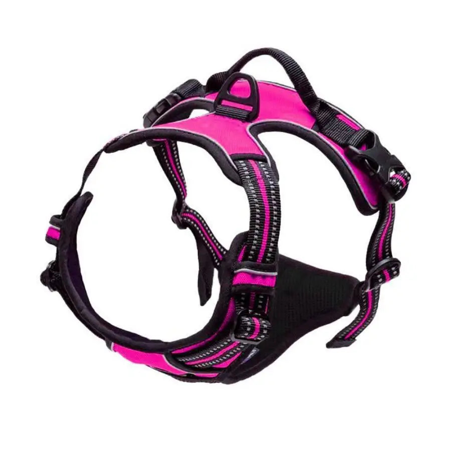 Harnais réfléchissant pour chien avec poignée, coloris rose