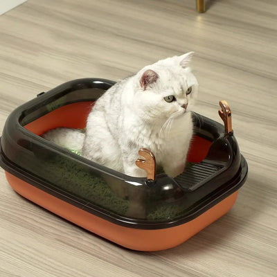 Cat Litter Box Semi-enclosed Sandbox Box