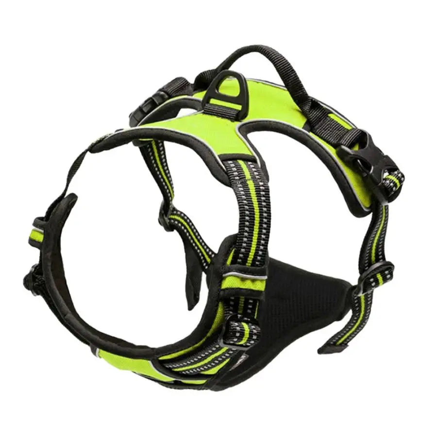 Harnais réfléchissant pour chien avec poignée, coloris vert fluo