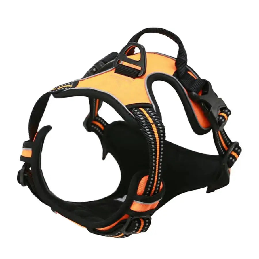 Harnais réfléchissant pour chien avec poignée, coloris orange