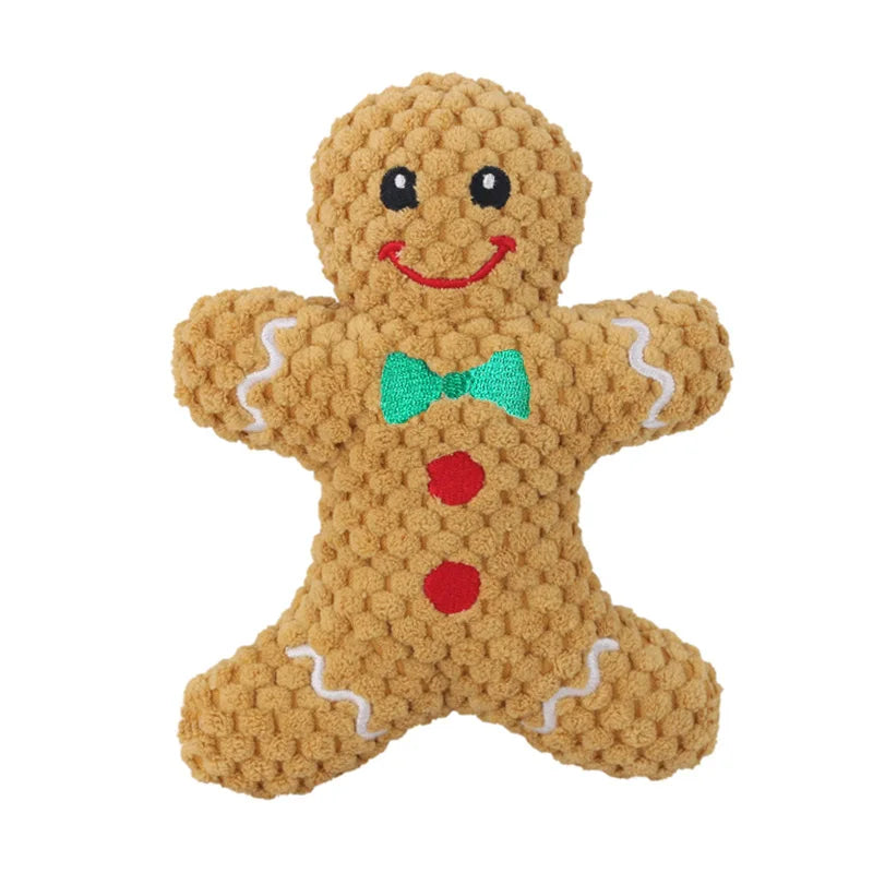 Peluche bonhomme de pain d’épices pour chien, avec couineur