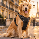 Harnais réfléchissant réglable pour chien avec poignée