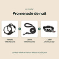 Pack Promenade de nuit : harnais réfléchissant, laisse réfléchissante et collier lumineux LED
