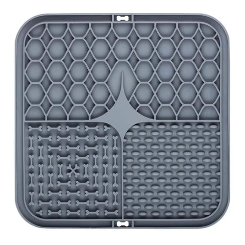 Tapis à lécher en silicone pour chien et chat, coloris gris